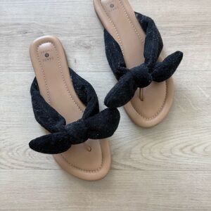 Shade & Shore Black Knotted Sandals
